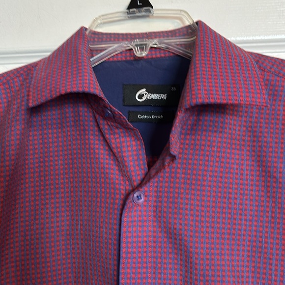 Oxemberg men’s red long sleeve button down shirt size 38 - Picture 2 of 7